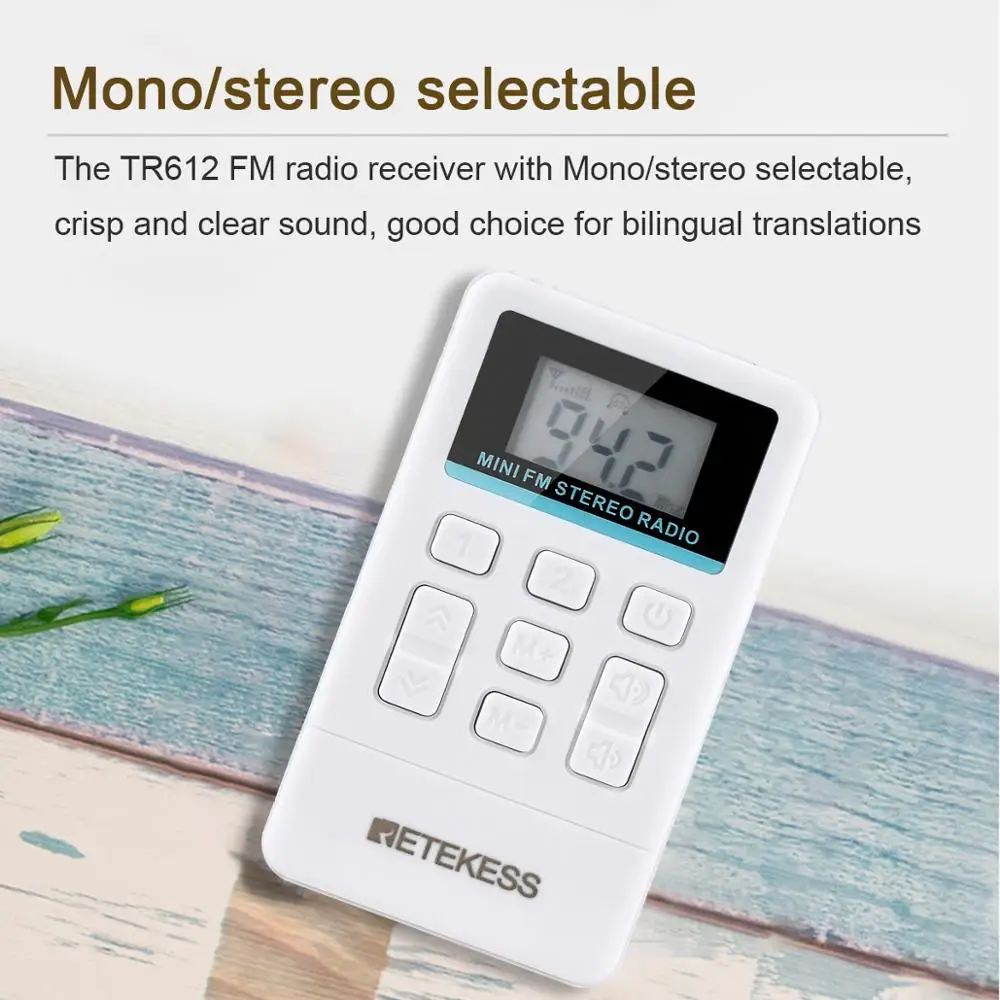 Retekess TR612 Portable FM Radio Pocket Radio Receiver with 3.5mm Earphone for Large Meeting Simultaneous Interpretation
Retekess TR612 Portable FM Radio Pocket Radio Receiver with 3.5mm Earphone for Large Meeting Simultaneous Interpretation