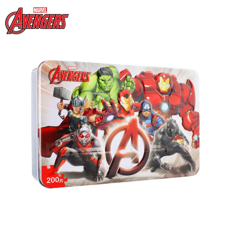 Disney Marvel Avengers Spider-Man Paper Puzzles 60/100/200 Pieces Tin Box Toy Jigsaw Puzzle Children's Educational Toys | Игрушки и
