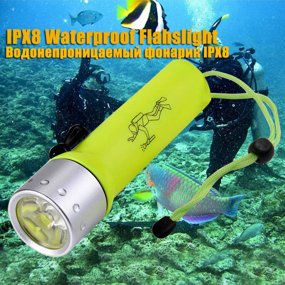 Суперъяркий подводный светодиодный фонарик IPX8 XPE для дайвинга водонепроницаемый