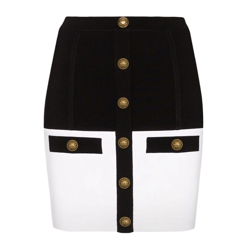 HIGH STREET Newest 2021 Designer Skirt Women's Color Block Lion Buttons Mini Skirt
HIGH STREET Newest 2021 Designer Skirt Women's Color Block Lion Buttons Mini Skirt