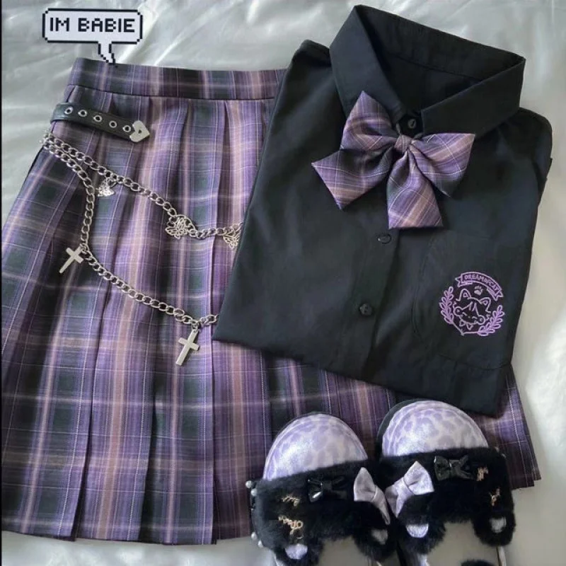 Japanese Harajuku Three Piece Set Plaid Mini Women Skirt School Uniforms Skirt A-Line Sweet High Waist Women kawaii Suits & Sets 
Japanese Harajuku Three Piece Set Plaid Mini Women Skirt School Uniforms Skirt A-Line Sweet High Waist Women kawaii Suits & Sets
