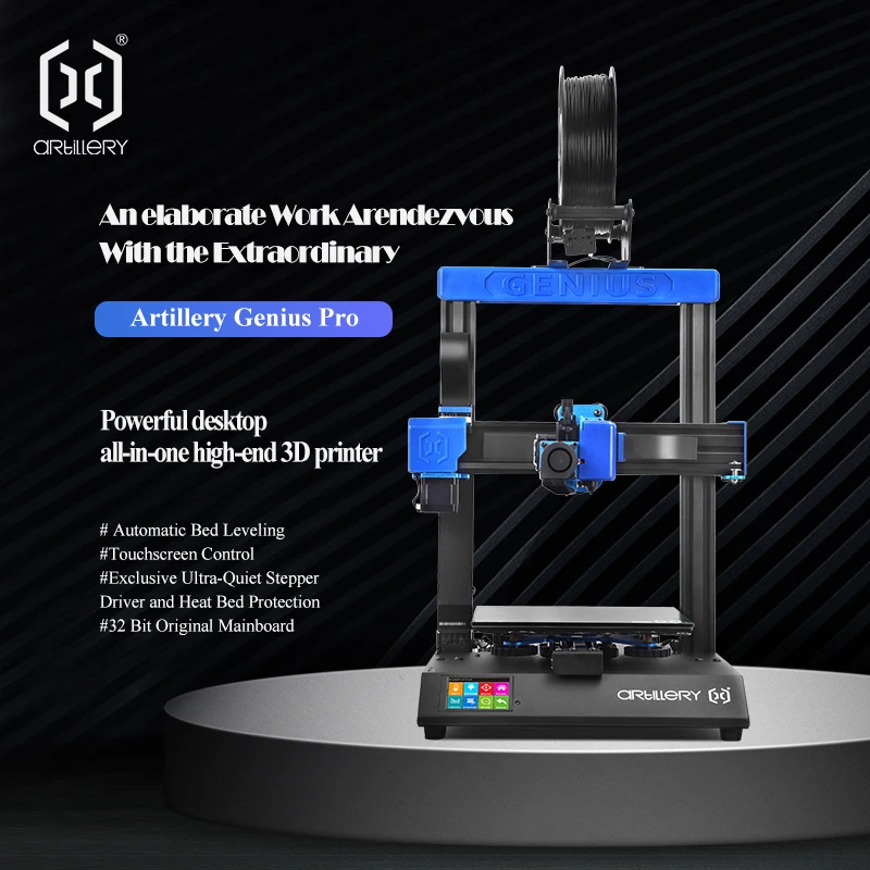 3D принтер Artillery GENIUS Pro 220x220x25 Размер 0 мм настольный уровень Высокая точность двойной Zaxis TFT экран
