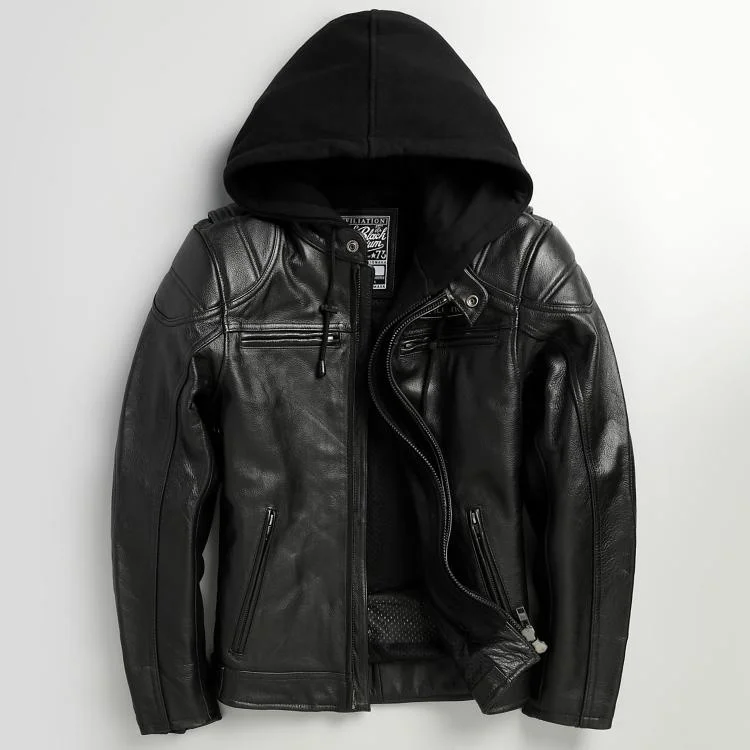 Autumn and winter 2021 new genuine leather jacket men's head leather stand collar hooded motorcycle men's leather jacket
Autumn and winter 2021 new genuine leather jacket men's head leather stand collar hooded motorcycle men's leather jacket