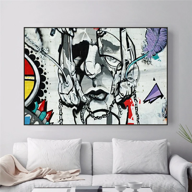 Творческая абстрактная картина с изображением лица граффити на холсте искусство скандинавские плакаты и принты настенные картины для гост...
Творческая абстрактная картина с изображением лица граффити на холсте искусство скандинавские плакаты и принты настенные картины для гост...