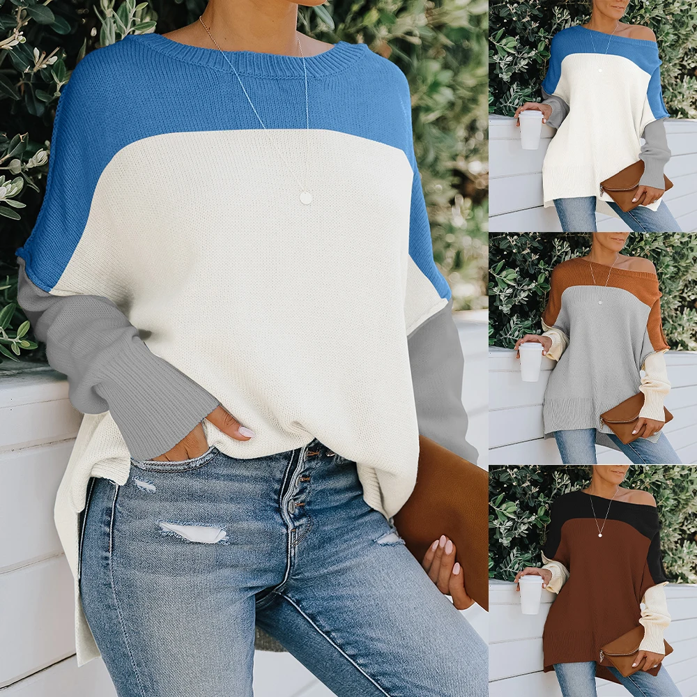 Autumn Winter Ladies Knitwear Knitted Tops Jumper Sweater For Women Round Neck Patchwork Female Blouses Pullover
Autumn Winter Ladies Knitwear Knitted Tops Jumper Sweater For Women Round Neck Patchwork Female Blouses Pullover