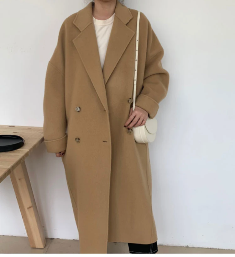 Oversize Double Breasted Real Wool Coat For Women Autumn Winter Long Wool Blend Loose Trench Coats Female Warm Windbreaker
Oversize Double Breasted Real Wool Coat For Women Autumn Winter Long Wool Blend Loose Trench Coats Female Warm Windbreaker