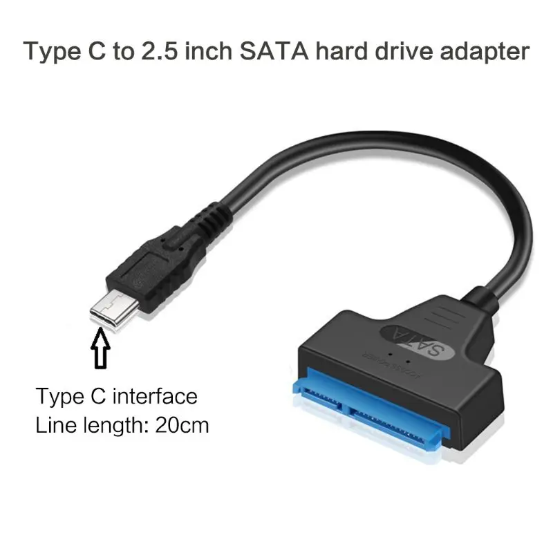 

2021 Новый USB 3,0/2,0/Type C к 2,5 дюймовому SATA жесткому диску адаптер кабель для 2,5 ''HDD/SSD