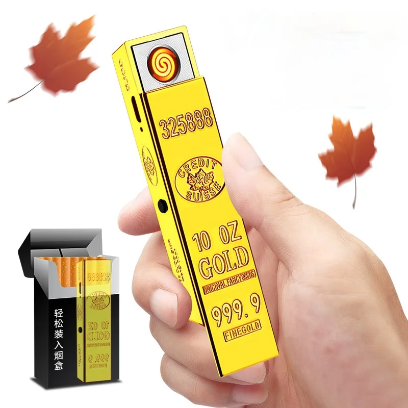 Gold Bar Lighter Charging Cigarette Lighter LED Projection Gadgets for Men Technology Briquets Et Accessoires Fumeurs Isqueiro
Gold Bar Lighter Charging Cigarette Lighter LED Projection Gadgets for Men Technology Briquets Et Accessoires Fumeurs Isqueiro
