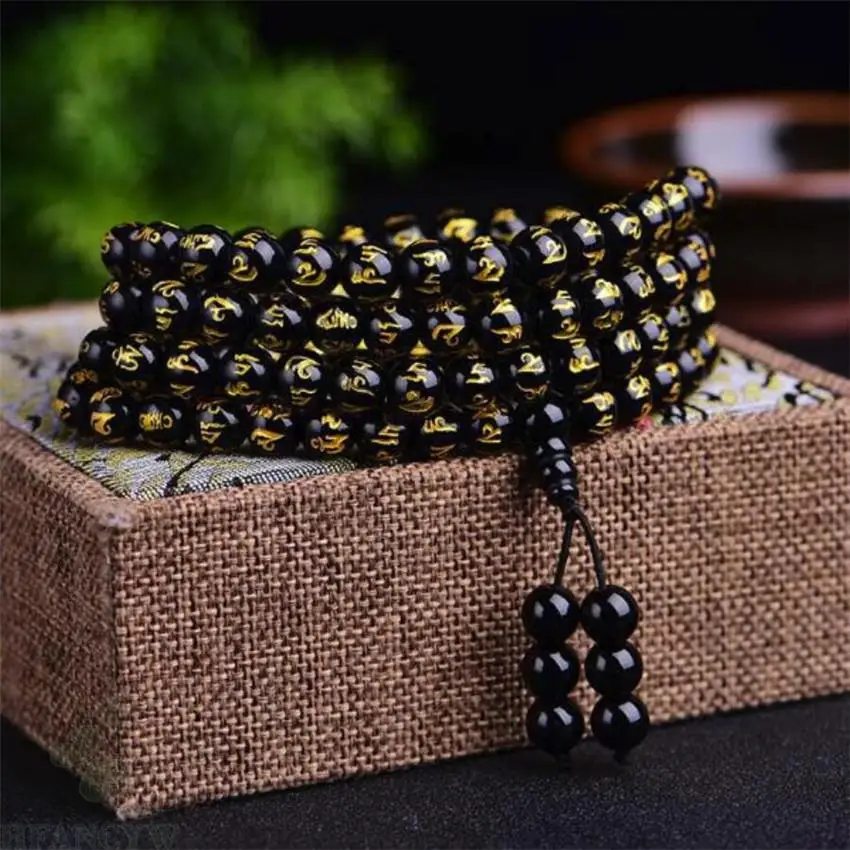 8mm 108 Six Words of Mantra energys Obsidian Bracelets chic gorgeous Buddhist party energys Fashion
8mm 108 Six Words of Mantra energys Obsidian Bracelets chic gorgeous Buddhist party energys Fashion