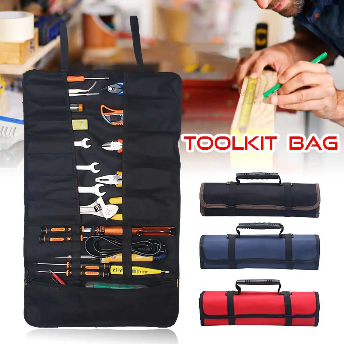 Reel Rolling Tool Bag Pouch Waterproof Oxford Cloth Professional Electricians Organizer Multi-purpose Car Repair Kit Bags
Reel Rolling Tool Bag Pouch Waterproof Oxford Cloth Professional Electricians Organizer Multi-purpose Car Repair Kit Bags