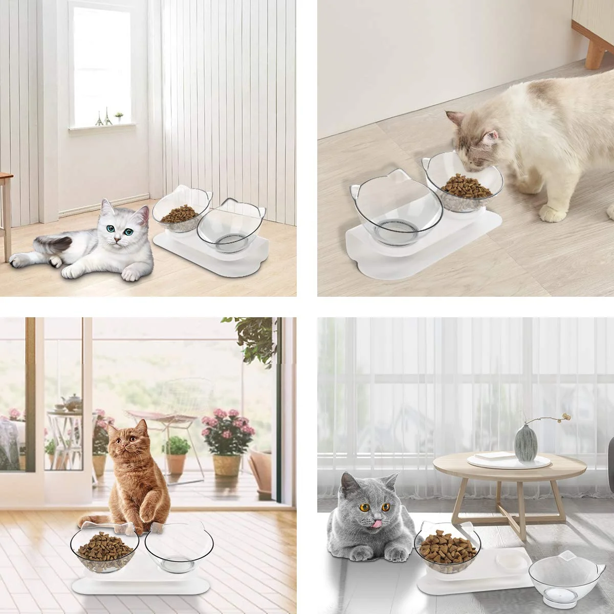 Double Dog Cat Bowls with Raised Stand 15 Degree Tilted Design Neck Guard Stand Raised Pet Food Water Feeder Bowl for Cats Dogs
Double Dog Cat Bowls with Raised Stand 15 Degree Tilted Design Neck Guard Stand Raised Pet Food Water Feeder Bowl for Cats Dogs