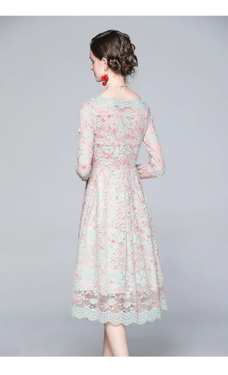 High-Grade Lace Dress 2021 Spring Square Collar Long Sleeve Crocheted Hollow Cinched Midi Dress Lace Elegant Exquisite Dress New
High-Grade Lace Dress 2021 Spring Square Collar Long Sleeve Crocheted Hollow Cinched Midi Dress Lace Elegant Exquisite Dress New