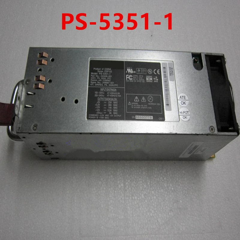 

90% New Original PSU For HP ML350G2 350W Switching Power Supply PS-5351-1 249687-001 243406-001