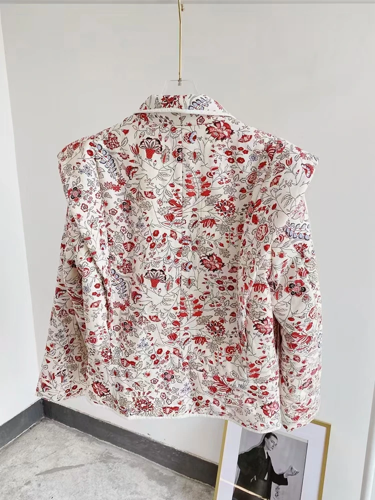 Cotton Women Jacket Floral Print Vintage Hidden-breasted V-neck Autumn Short Coat
Cotton Women Jacket Floral Print Vintage Hidden-breasted V-neck Autumn Short Coat