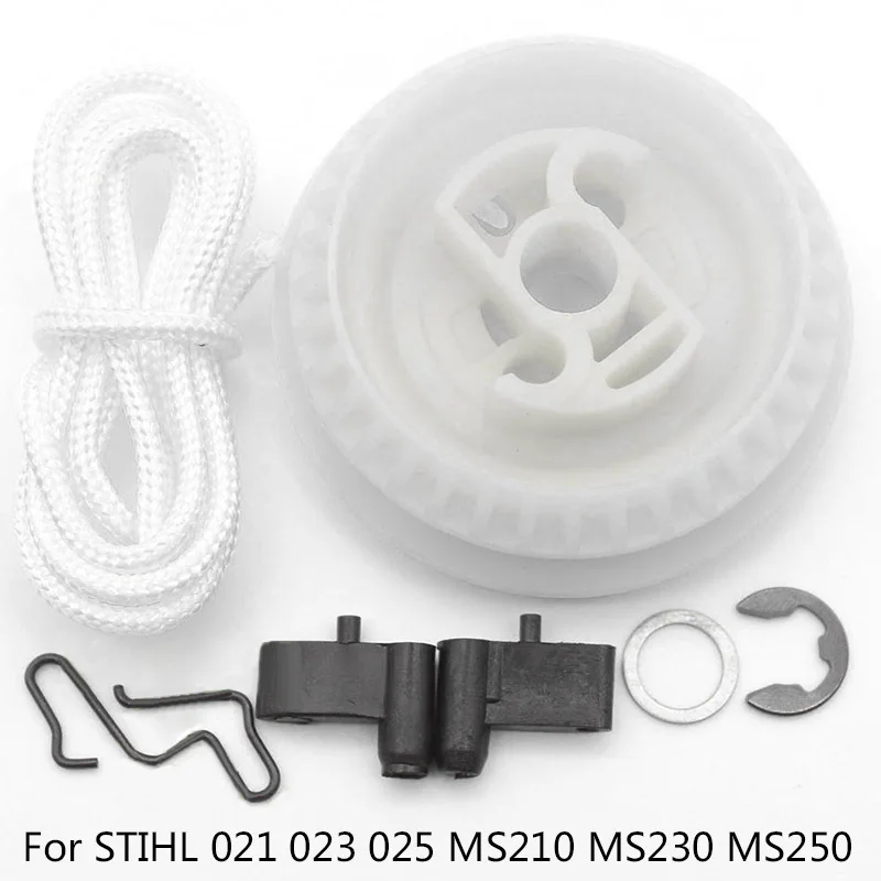 Recoil Started Rope Pulley+Pawl Kit Fits for Stihl 017, 018, 019, 020, 021 MS170, MS180 MS190, MS191, MS192, MS210, MS230, MS250
Recoil Started Rope Pulley+Pawl Kit Fits for Stihl 017, 018, 019, 020, 021 MS170, MS180 MS190, MS191, MS192, MS210, MS230, MS250