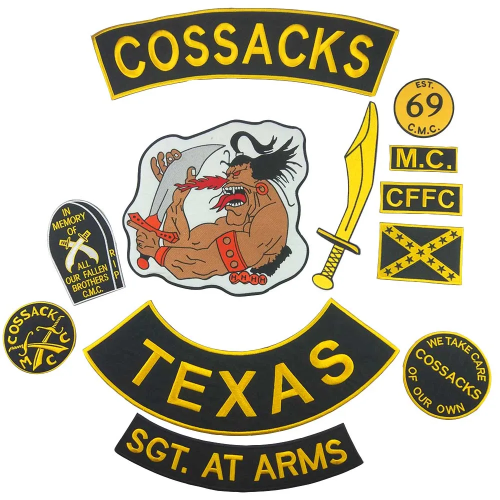 Нашивки с вышивкой COSSACKS TEXAS MC аппликация сделай сам полный комплект бесплатная