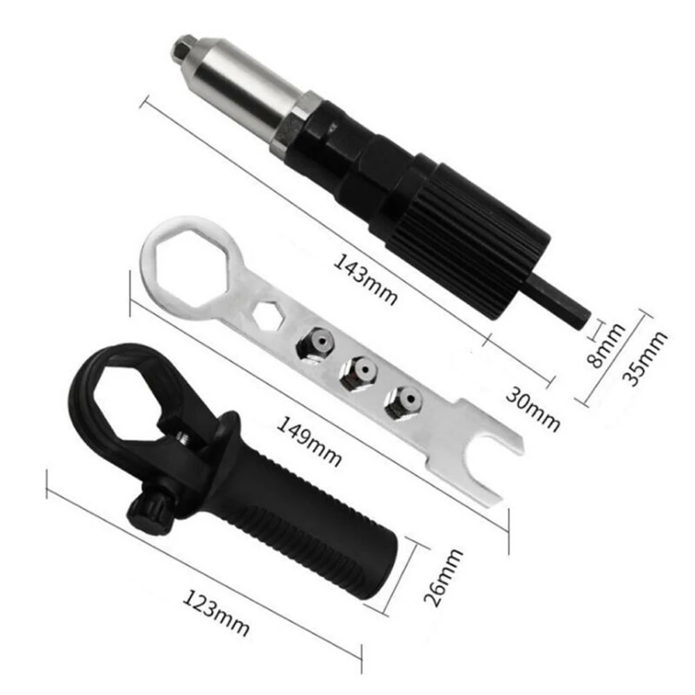 Electric Nut Riveting Adaptor Insert Riveter Tool For Cordless Drill Vertical grip handle with anti-slip line core-pulling rivet
Electric Nut Riveting Adaptor Insert Riveter Tool For Cordless Drill Vertical grip handle with anti-slip line core-pulling rivet