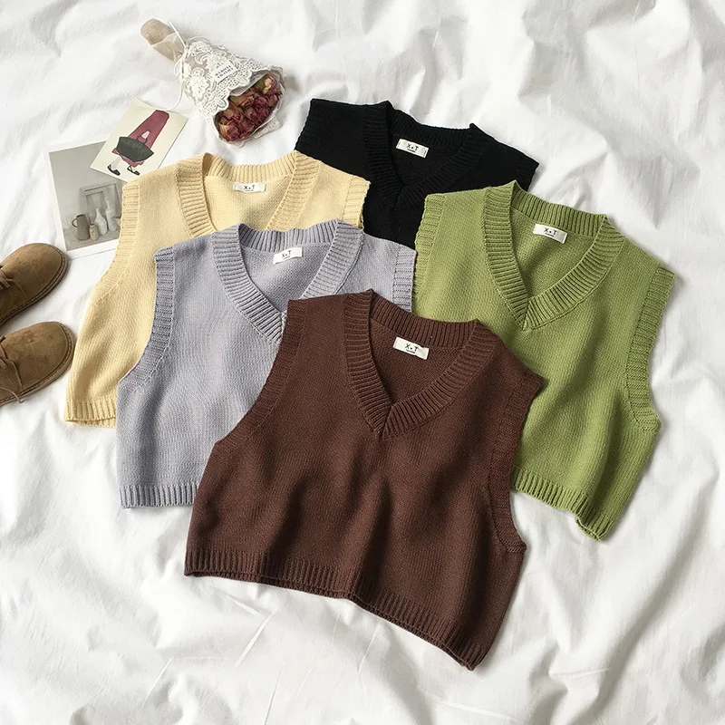 Autumn Sleeveless Sweater Women Sweet Solid Color V Neck Knitted Loose Sleeveless Slim Vest Jumpers Pull Femme
Autumn Sleeveless Sweater Women Sweet Solid Color V Neck Knitted Loose Sleeveless Slim Vest Jumpers Pull Femme