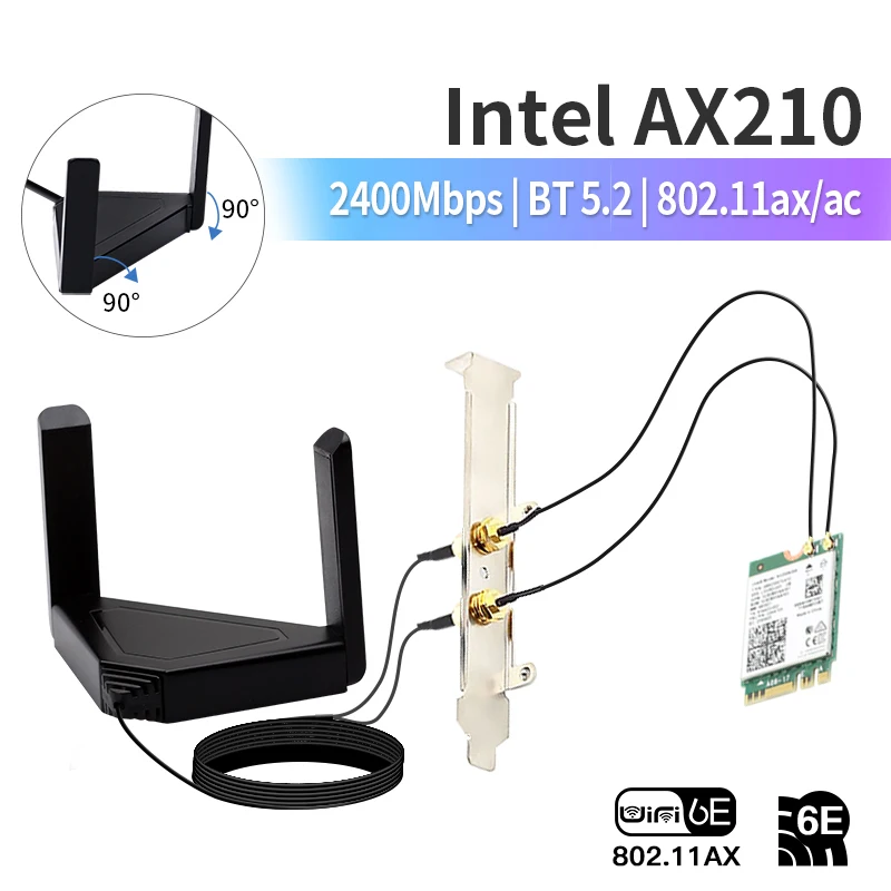 Двухдиапазонная Wi-Fi сетевая карта 6E AX210 M.2 NGFF, 3000 Мбит/с, Bluetooth 5,2, комплект для настольного компьютера, беспроводной адаптер 802.11ax с антеннами
Двухдиапазонная Wi-Fi сетевая карта 6E AX210 M.2 NGFF, 3000 Мбит/с, Bluetooth 5,2, комплект для настольного компьютера, беспроводной адаптер 802.11ax с антеннами