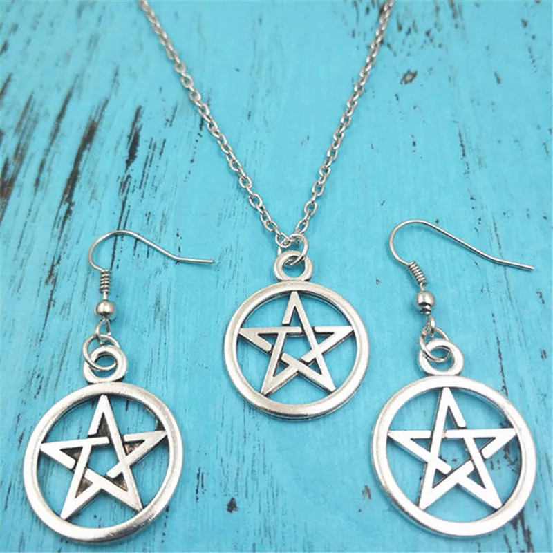 Wicca Pentagram Vintage Earring Necklace Sets Jewelry Set Antique,Fashion Women Christmas Birthday Girl Gifts
Wicca Pentagram Vintage Earring Necklace Sets Jewelry Set Antique,Fashion Women Christmas Birthday Girl Gifts