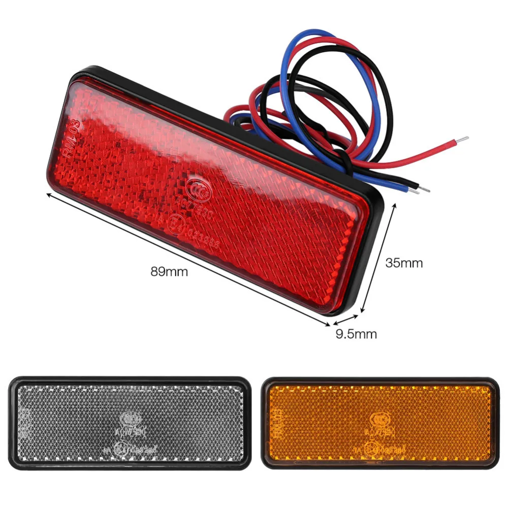 

1PC 24LED Rectangle Motorcycle Reflector Tail Brake Turn Signal Light Lamp Moto ATV LED Reflectors Truck Side Warning Lights