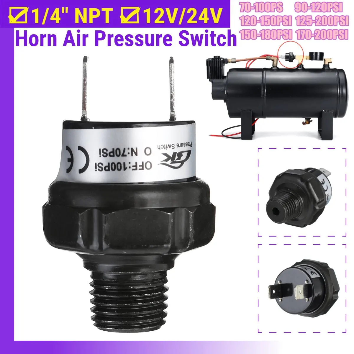 Air Compressor Pressure Control Switch Valve Heavy Duty 70-100PSI 170-200 PSI 120-150PSI 90-120PSI 150-180PSI 125-200PSI
Air Compressor Pressure Control Switch Valve Heavy Duty 70-100PSI 170-200 PSI 120-150PSI 90-120PSI 150-180PSI 125-200PSI