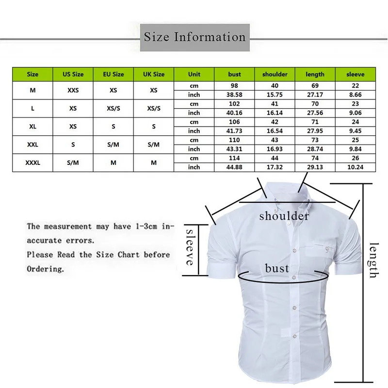 Dropshipping Men Shirt 2020 Summer Fashion Short Sleeve Casual Shirts Slim Fit Office White Shirt Solid Color Camisa Masculina
Dropshipping Men Shirt 2020 Summer Fashion Short Sleeve Casual Shirts Slim Fit Office White Shirt Solid Color Camisa Masculina