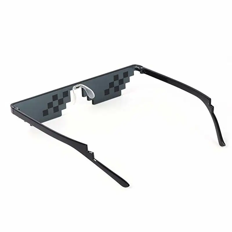 Sunglasses Trick Toy Thug Life Mosaic Strips Glasses Funny Glasses Pixel Unisex Black Mosaic Sunglasses Outdoor Funny Goggles