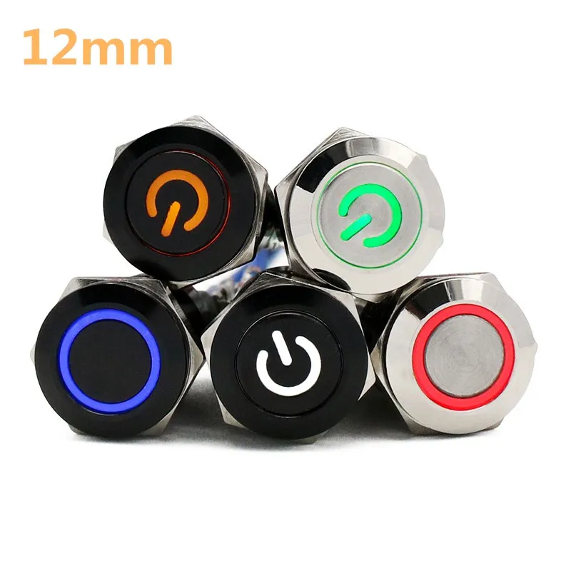 12mm Waterproof Metal Push Button Switch LED Light Black Momentary Latching Car Engine PC Power Switch 5V 12V 24V 220V Red Blue
12mm Waterproof Metal Push Button Switch LED Light Black Momentary Latching Car Engine PC Power Switch 5V 12V 24V 220V Red Blue