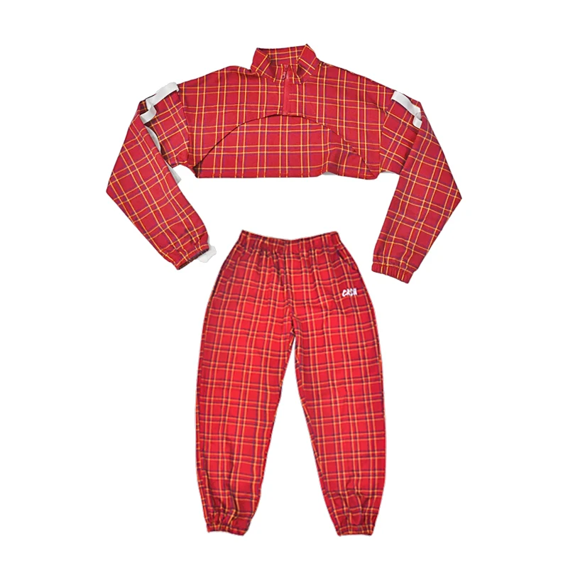 Adult Jazz Dance Street Dance Costumes Red Plaid Suit Female Hip Hop Dance Clothes For Girl Performance Dance Stage Wear DQS4340
Adult Jazz Dance Street Dance Costumes Red Plaid Suit Female Hip Hop Dance Clothes For Girl Performance Dance Stage Wear DQS4340