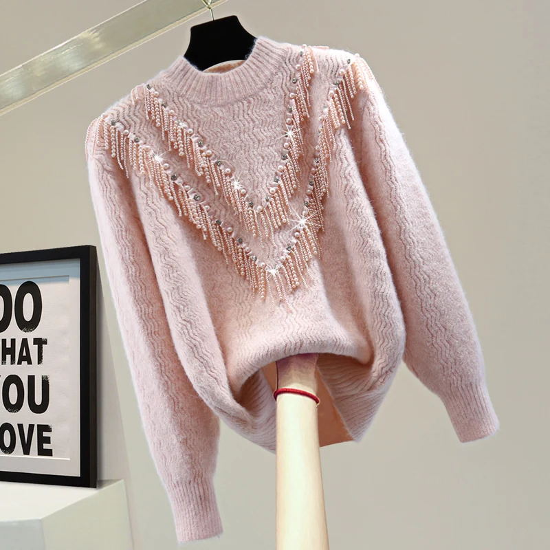 SuperAen Tassel Beading Patchwork Mock Neck Full Casual Sweater 2021 Autumn Winter Loose Slim Diamond
SuperAen Tassel Beading Patchwork Mock Neck Full Casual Sweater 2021 Autumn Winter Loose Slim Diamond