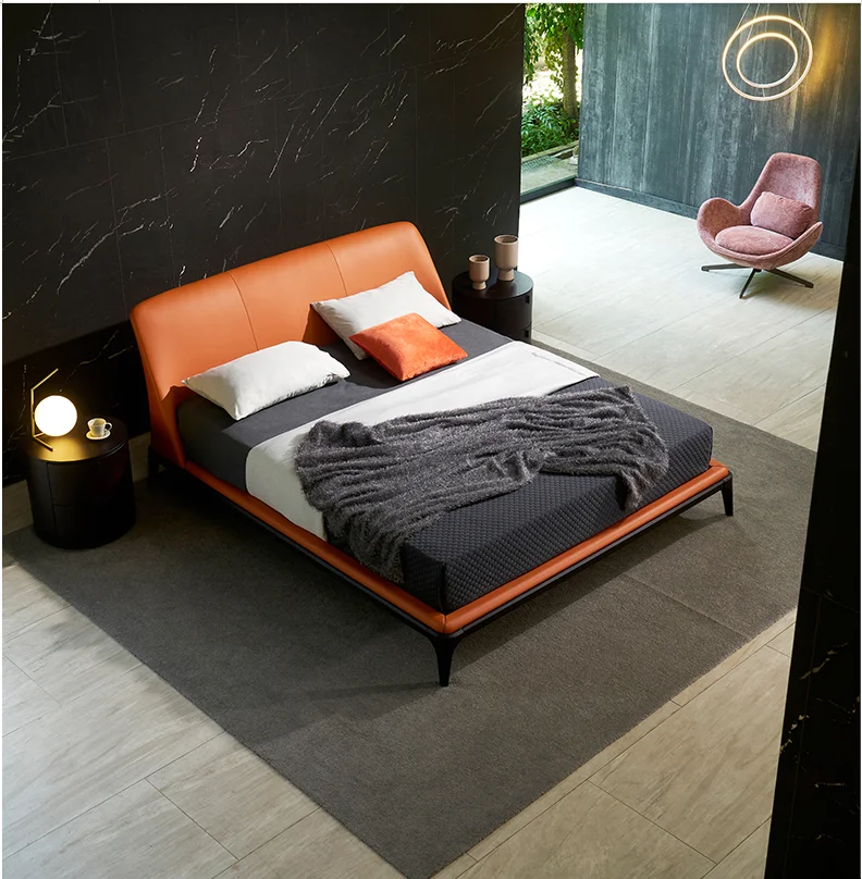 Nordic double bed modern minimalist technology cloth master bedroom leather fabric soft bed
Nordic double bed modern minimalist technology cloth master bedroom leather fabric soft bed