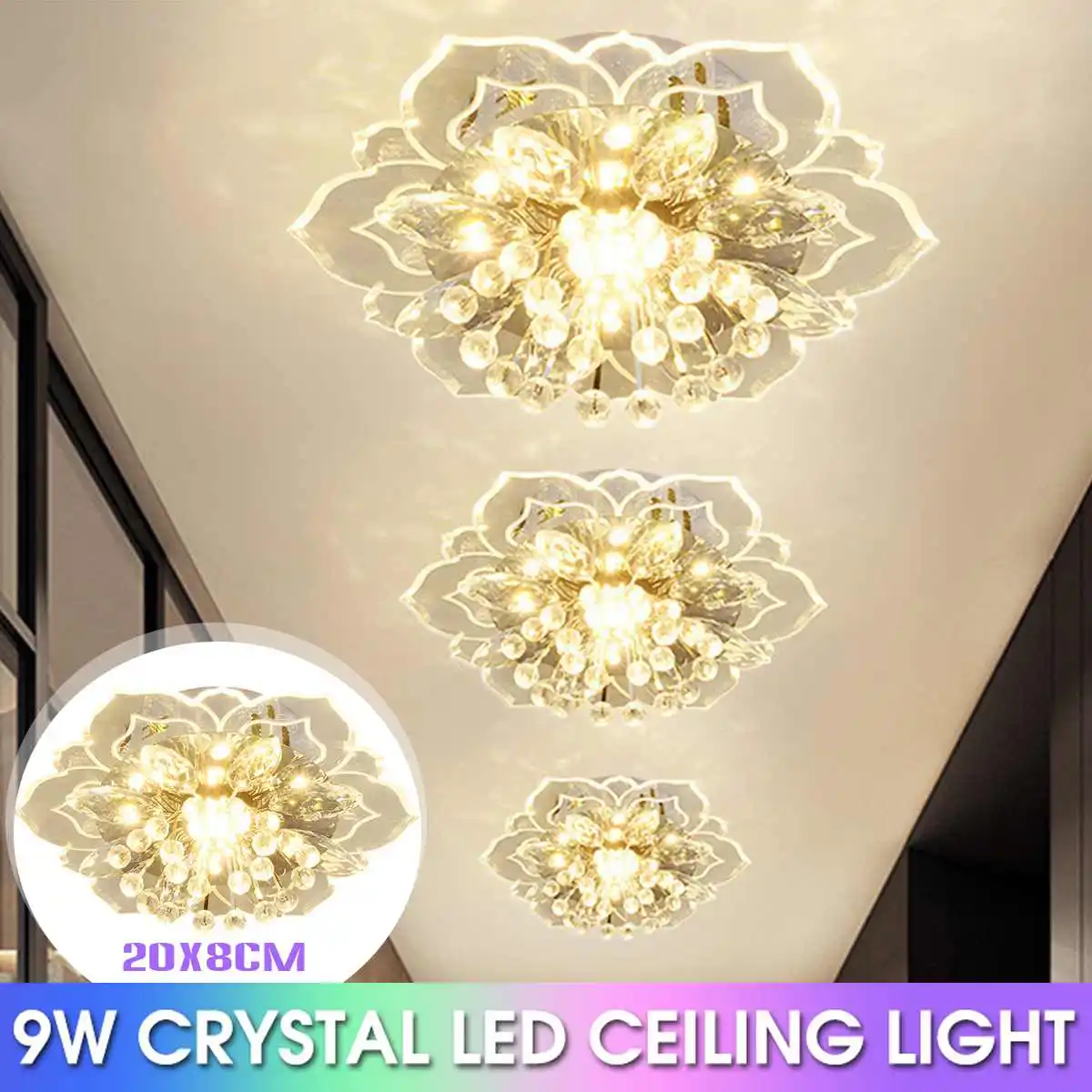 MEW Modern LED Crystal Ceiling Light For Hallway Living Room Lamp Bedroom Kitchen Warm White 9W LED Ceiling Lamp
MEW Modern LED Crystal Ceiling Light For Hallway Living Room Lamp Bedroom Kitchen Warm White 9W LED Ceiling Lamp