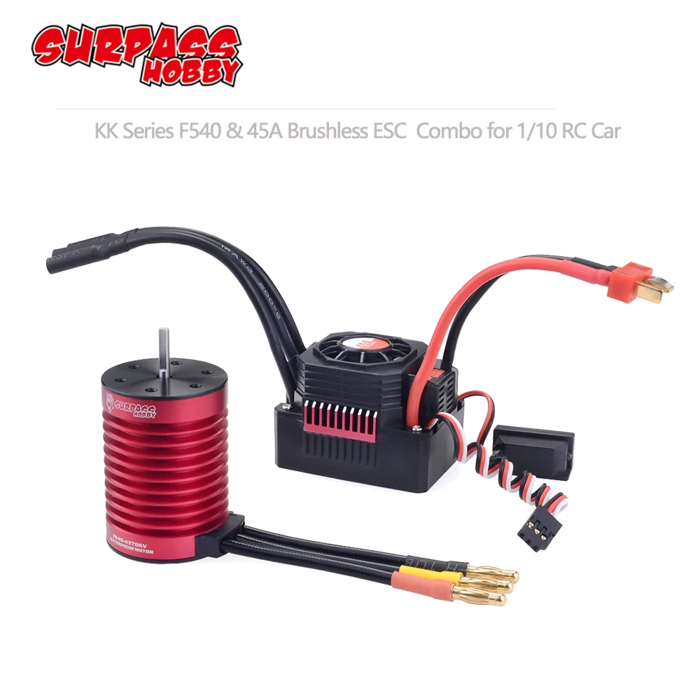 

Surpass Hobby F540 3000KV 3300KV 3930KV 4370KV Waterproof Brushless Motor w/ 45A ESC for 1/10 Tamiya Axial Redcat RC Car