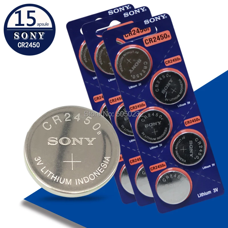 Аккумуляторная батарея 15 шт./лот Sony CR2450 2450 3V ECR2450 KCR2450 5029LC LM2450, Кнопочная батарея, 3 в, литиевая батарея для часов
Аккумуляторная батарея 15 шт./лот Sony CR2450 2450 3V ECR2450 KCR2450 5029LC LM2450, Кнопочная батарея, 3 в, литиевая батарея для часов