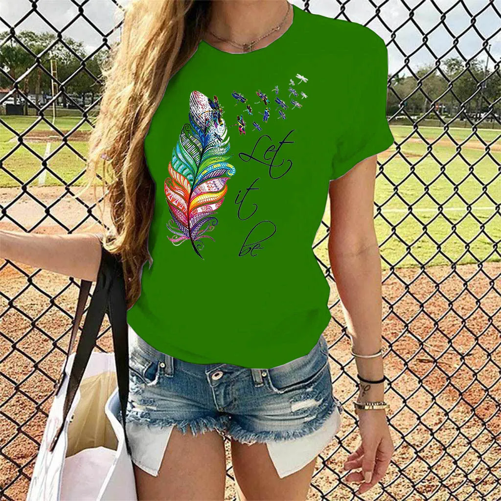 Summer Fashion Creative Feather T-Shirt Women's Top Base O collar Loose T-Shirt Funny Girl T-Shirt
Summer Fashion Creative Feather T-Shirt Women's Top Base O collar Loose T-Shirt Funny Girl T-Shirt