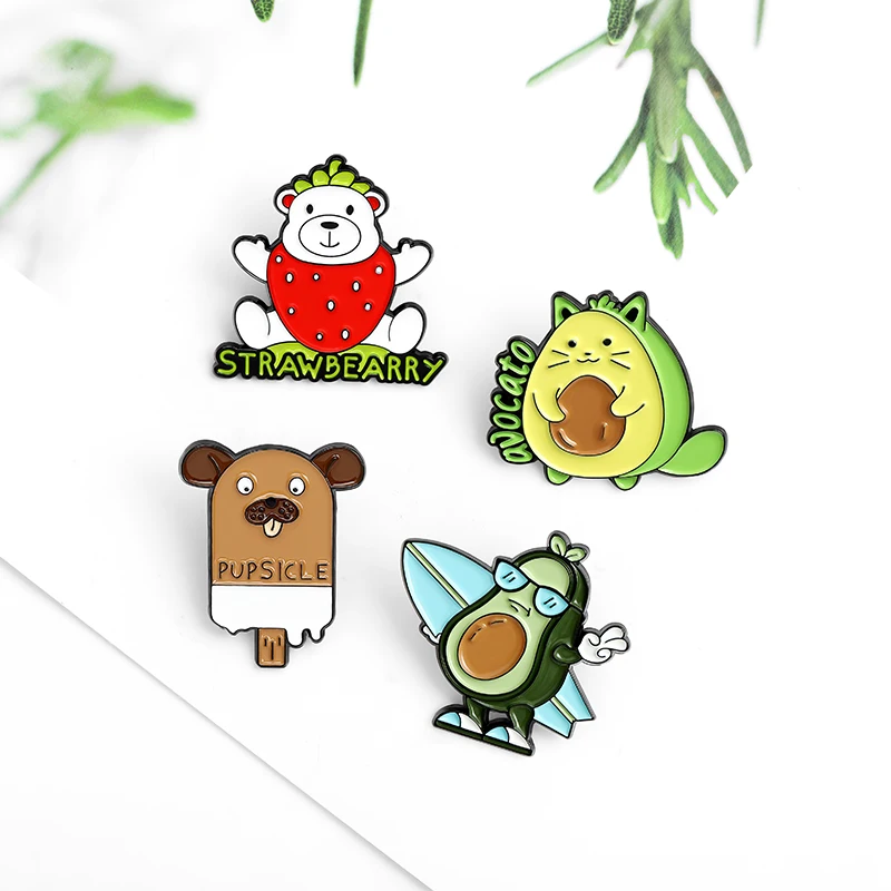 PUPSICLE STRAWBEARRY AVOCATO Cute Animal Fruit Enamel Brooches Dog Cat Bear Avocado Pins Gift For Kids Friends Custom Jewelry
PUPSICLE STRAWBEARRY AVOCATO Cute Animal Fruit Enamel Brooches Dog Cat Bear Avocado Pins Gift For Kids Friends Custom Jewelry