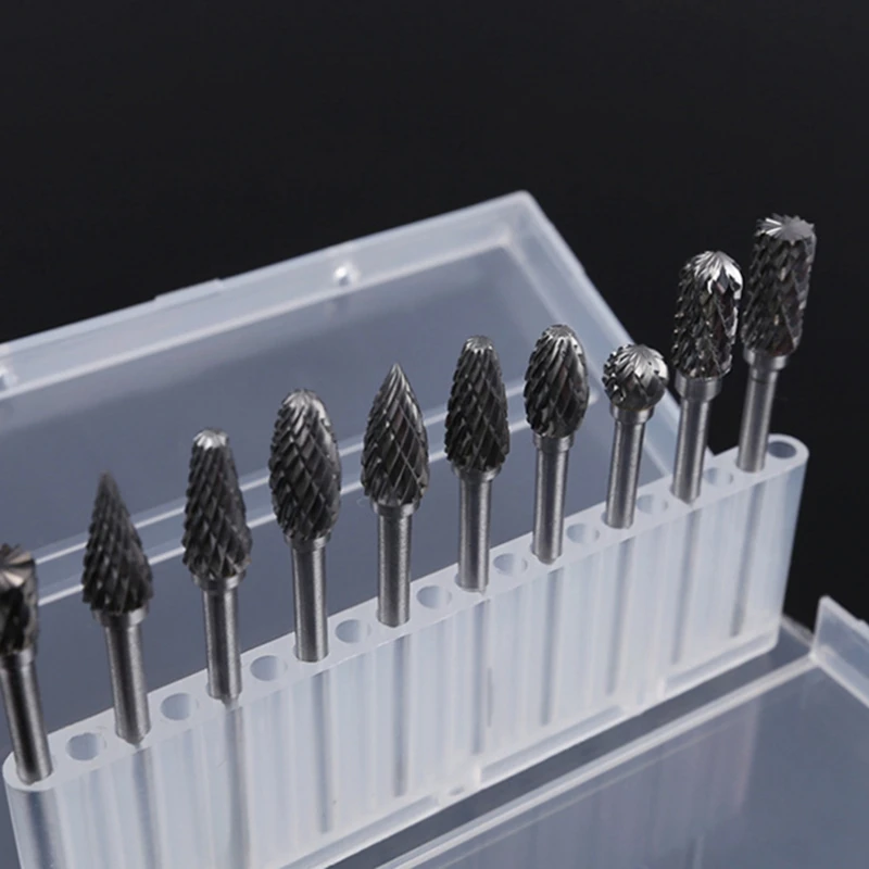 Double Cut Carbide Rotary Burr Set - 10 Pcs 1/8inch Shank, 1/4inch Head Length Tungsten Steel for Woodworking,Drilling
Double Cut Carbide Rotary Burr Set - 10 Pcs 1/8inch Shank, 1/4inch Head Length Tungsten Steel for Woodworking,Drilling