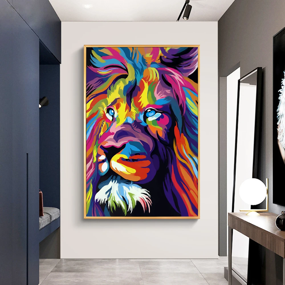Modern Wall Art Painting Abstract Animal Art Canvas Prints Wall Colorful Lion Head Picture for Living Room Decoration
Modern Wall Art Painting Abstract Animal Art Canvas Prints Wall Colorful Lion Head Picture for Living Room Decoration