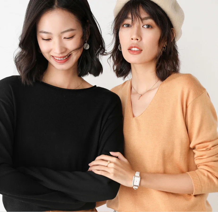 new round neck v-neck pullover sweater women loose casual leisure lazy autumn and winter knit sweater with a base coat
new round neck v-neck pullover sweater women loose casual leisure lazy autumn and winter knit sweater with a base coat
