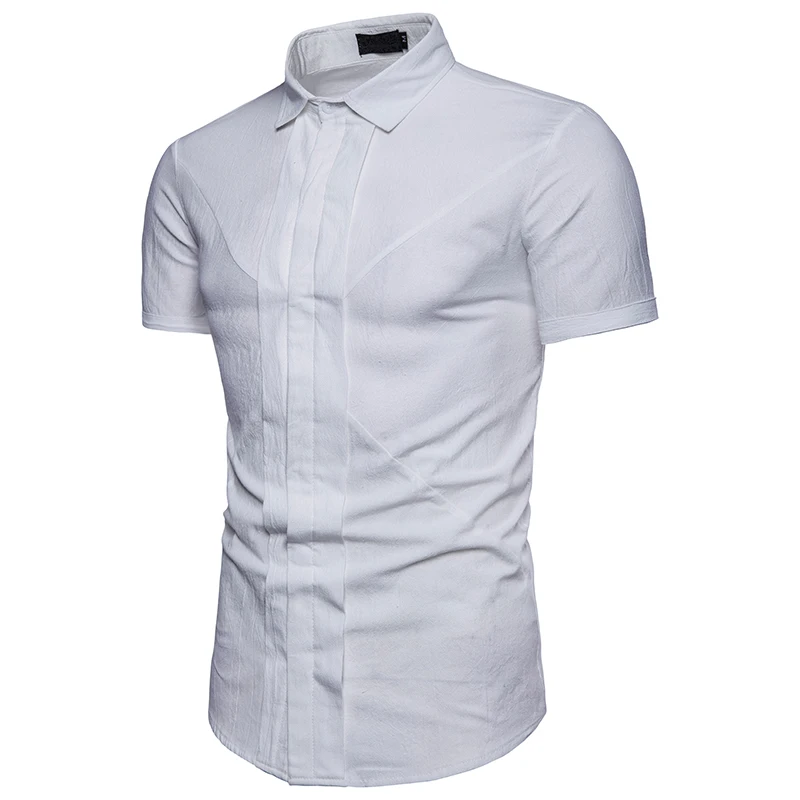 Men's Shirt Fashion Pleated Large Body Front Stitching Men's Casual Short Sleeve Shirt
Men's Shirt Fashion Pleated Large Body Front Stitching Men's Casual Short Sleeve Shirt