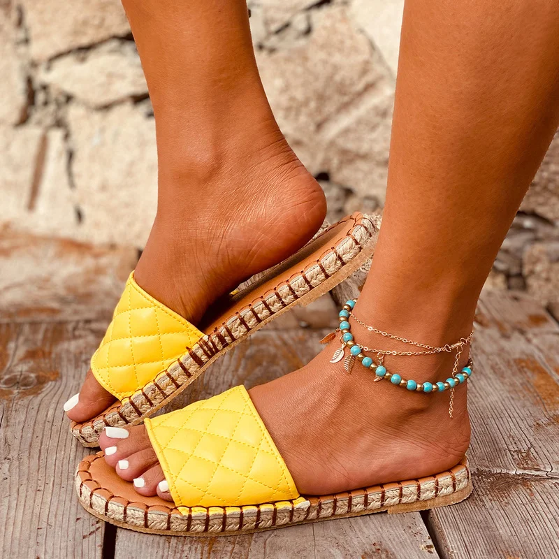 Summer Women Slippers Platform Hemp Sewing Sole Casual Pu Leather Solid Plaid Outdoor Slides Beach Fashion Casual Shoes Ladies
Summer Women Slippers Platform Hemp Sewing Sole Casual Pu Leather Solid Plaid Outdoor Slides Beach Fashion Casual Shoes Ladies