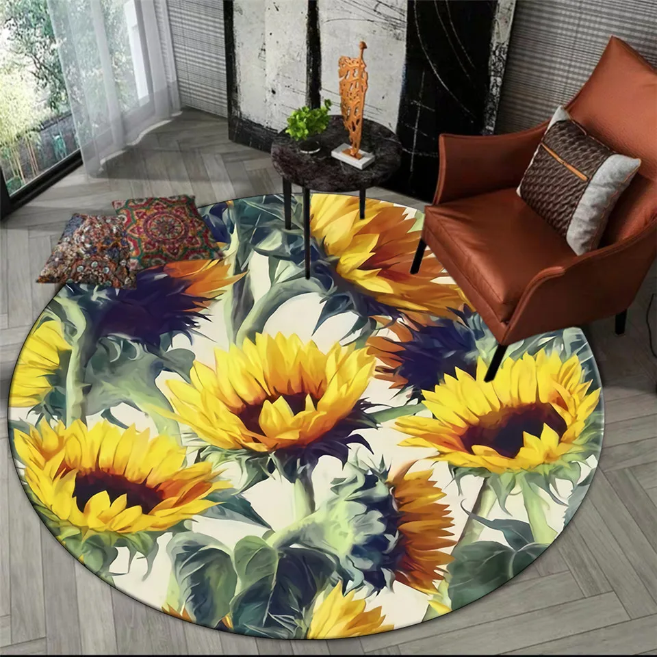Nordic Style Yellow Sunflower Round Rug Carpet For Girl Room Floral Rug Room Decoration Chair Mat Kids Bedroom Bedside Mat
Nordic Style Yellow Sunflower Round Rug Carpet For Girl Room Floral Rug Room Decoration Chair Mat Kids Bedroom Bedside Mat