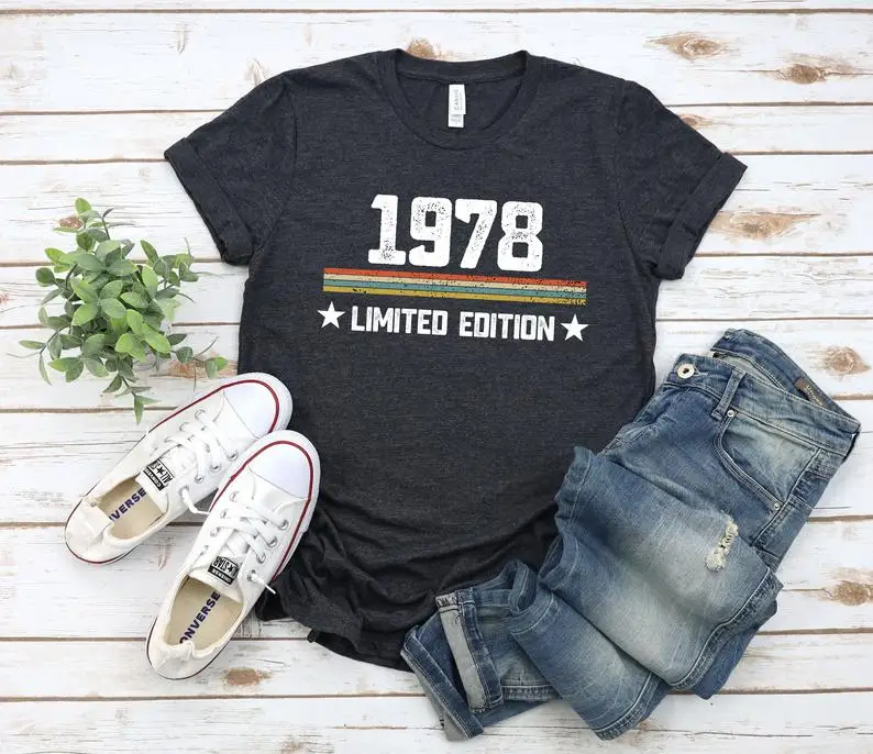 1978 vintage limited edition 43rd birthday ideas 1978 vintage T-shirts 43rd birthday gift ideas for him y2k t shirt women Cotton
1978 vintage limited edition 43rd birthday ideas 1978 vintage T-shirts 43rd birthday gift ideas for him y2k t shirt women Cotton