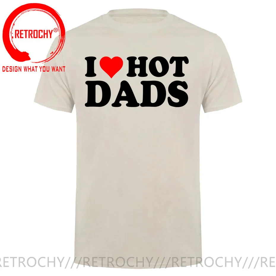 Мужская футболка с надписью I Love Hot Dads | одежда