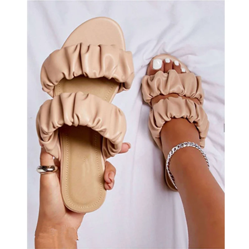 2021 summer new women's flat sandals open toe outdoor beach slippers platform shoes casual solid color folds fashion large size
2021 summer new women's flat sandals open toe outdoor beach slippers platform shoes casual solid color folds fashion large size