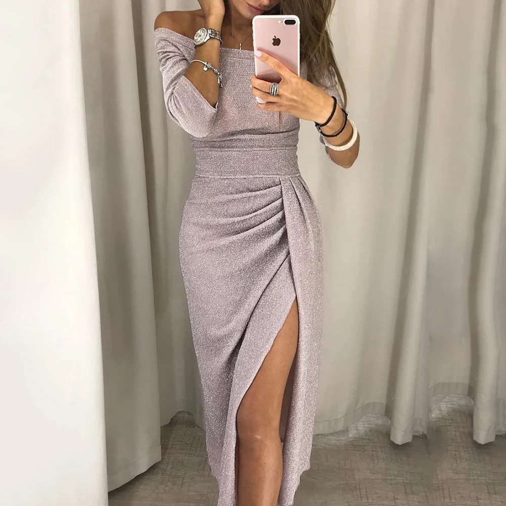 2020 Long Party Dresses Evening Party Sexy Women Off Shoulder High Split 3/4 Sleeve Bodycon Maxi Dress Casual Female
2020 Long Party Dresses Evening Party Sexy Women Off Shoulder High Split 3/4 Sleeve Bodycon Maxi Dress Casual Female