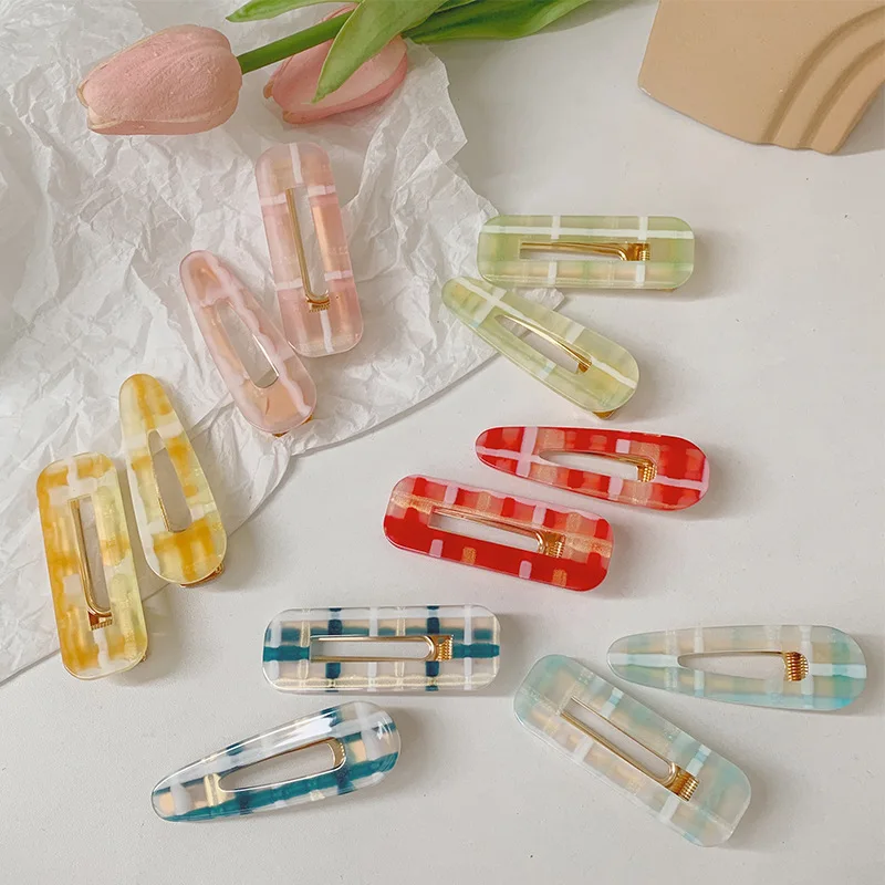 2 Pcs/set New Acrylic Checkered Hairpins Waterdrop Rectangle Hair Clip Geometric Barrette Girls Duckbill Clip Hair Accessories
2 Pcs/set New Acrylic Checkered Hairpins Waterdrop Rectangle Hair Clip Geometric Barrette Girls Duckbill Clip Hair Accessories
