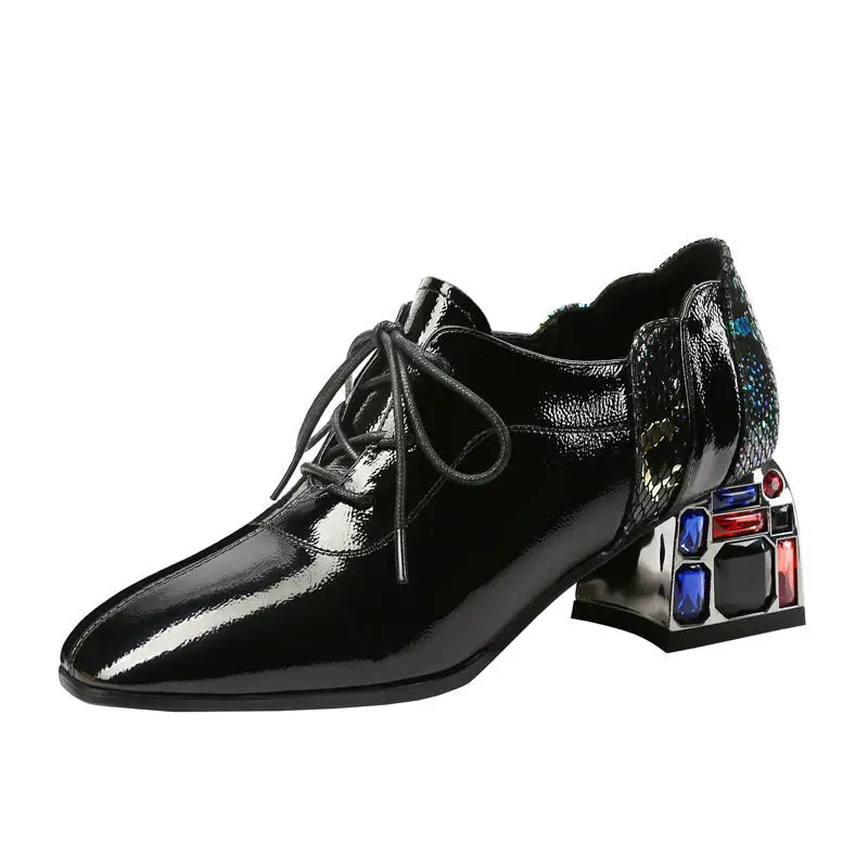 British Style Square toe Women High Heels Woman Autumn Shoes Soft Patent leather Female Footwear Lace-up Block Heel BLUE BLACK
British Style Square toe Women High Heels Woman Autumn Shoes Soft Patent leather Female Footwear Lace-up Block Heel BLUE BLACK