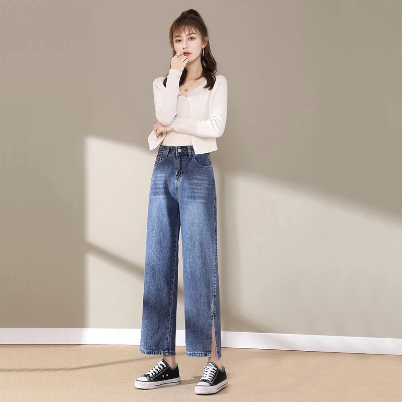 2021 New Straight Leg Jeans Women High Waist Fit Baggy Jean Split Foot Cargo Pants Washed Loose Trouser wide-leg jeans
2021 New Straight Leg Jeans Women High Waist Fit Baggy Jean Split Foot Cargo Pants Washed Loose Trouser wide-leg jeans